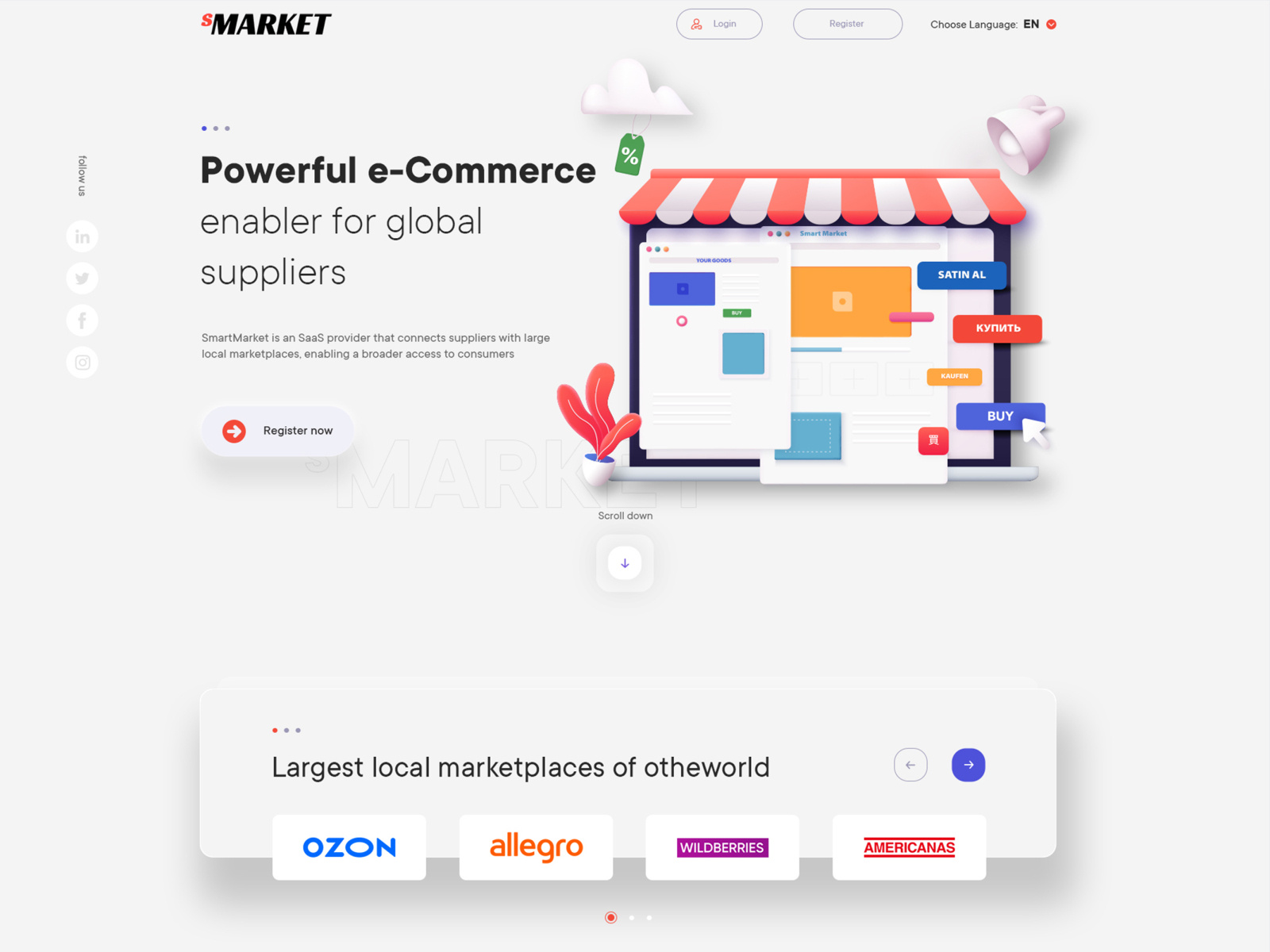 Landing Page SMarket by Svetlana Postol on Dribbble