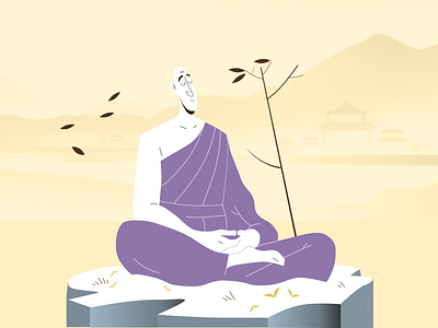 Inner Peace adobe illustrator bangalore buddha design graphic design illustration illustrator monk peace rebound silence vector