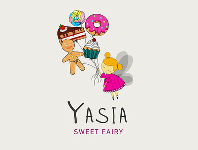 Logo for bakery. Fairy with sweets. bakery cake donut fairy food gingerman logo meringue store sweet