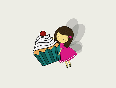 Fairy with cupcake branding cupcake design fairy food illustration sweet