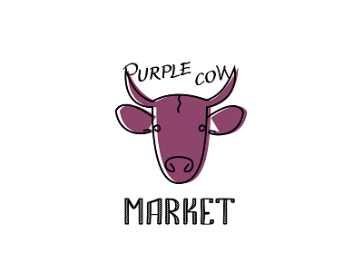 Purple cow logotype for business, market funny