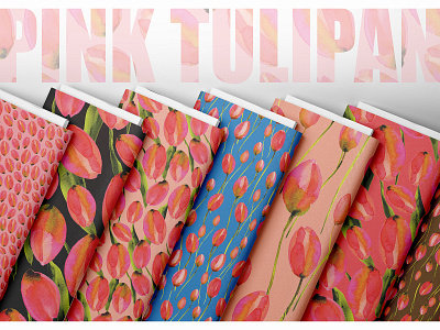 Pink tulipan seamless pattern