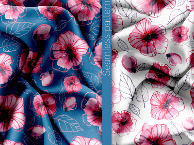 Pink spring abstract flowers seamless pattern