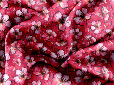 Red on Red. Seamless pattern pattern design red cherry blossom red fabric red on red red on red fabric red pattern red wallpaper red wrapping paper seamless pattern viva magenta