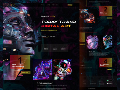 NFT Marketplace Landing page agency website cryptoart design ethereum landing landing page nft design nft landing page token ui web design