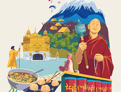 Dharamsala art branding illustration illustrator posterdesign