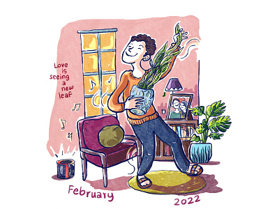 The Lazy Gardener Calendar 2022 - Feb art calendar design illustration procreate