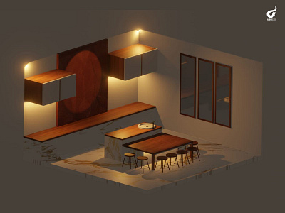 3D Work For Kitchen Room 3d authorezeel blender interiordesign kitchen