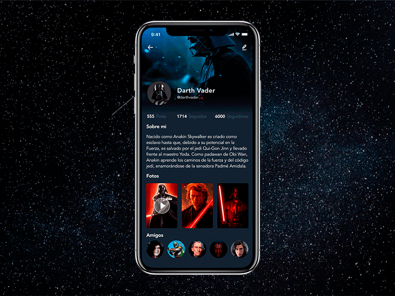 Star Wars - Edit profile animation app daily ui dark side design edit profile motion principle ui