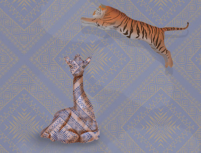 Tiger and giraffe animals art circus digital art giraffe graphic illustration pattern print society6 tiger