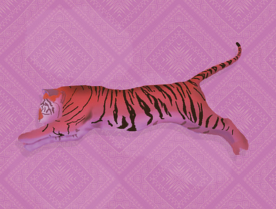 Tiger in pink animals art cat circus digital art fierce illustration pink print society6 tiger