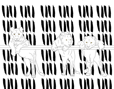 Three Tigers animals art circus digital art graphic design illustration lines pattern print simple society6 tigers wild