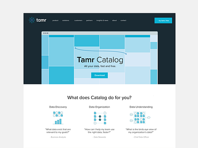 Tamr Catalog app download page ui ux web