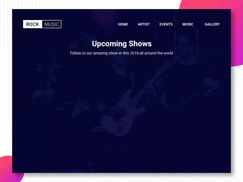 Music Bands and Artists artist concert event interaction landing live page show ui web