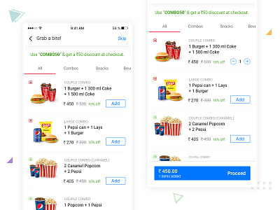 Food & Beverages screen design food interface ios minimal mobile movie online order ui ux
