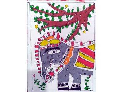 Madubani Art | Elephant art design illustration madubani madubani art sun trivik krishnan