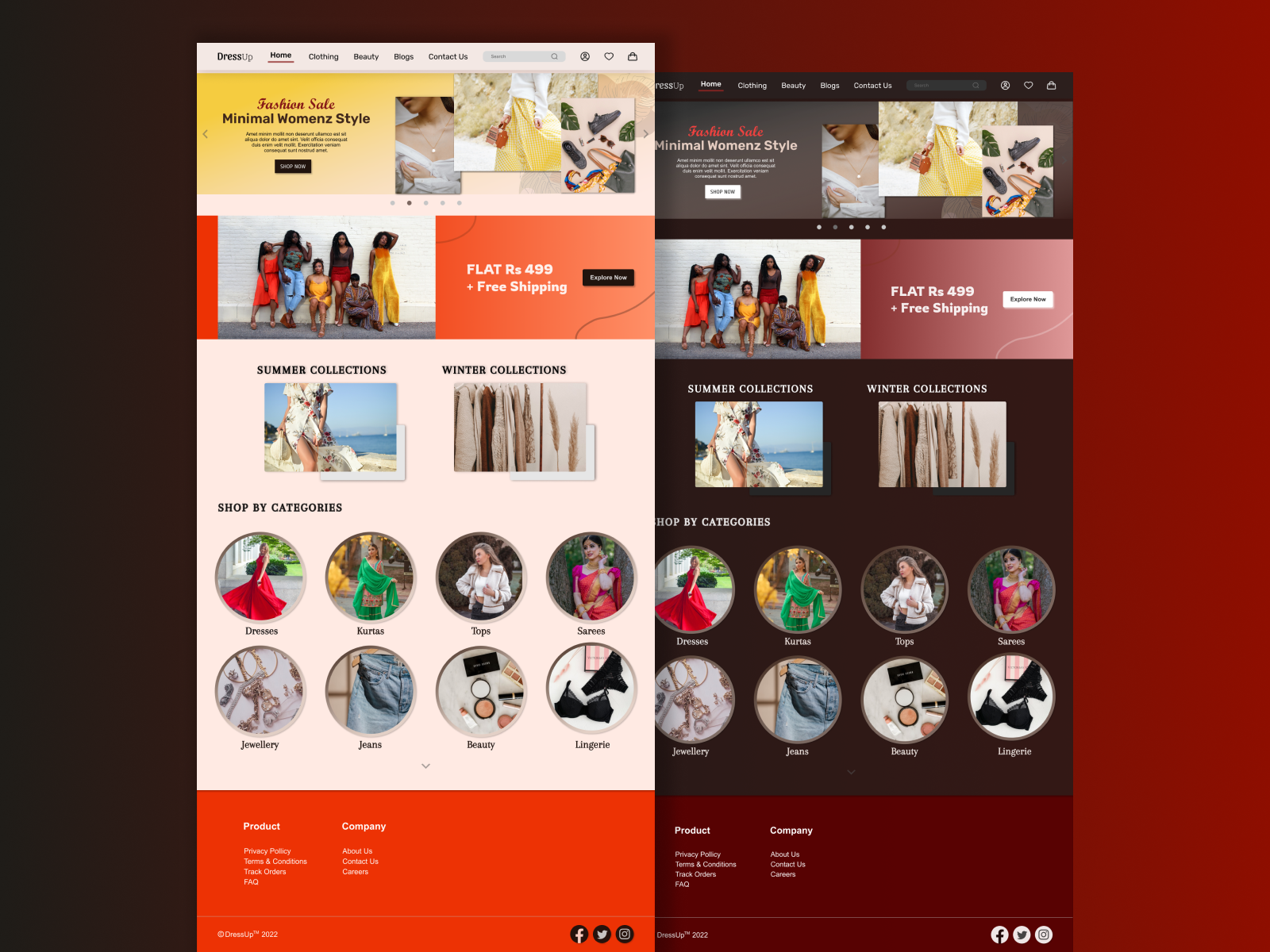 Shopping Website UI - Light & Dark Theme by Anushka Bhandari on Dribbble