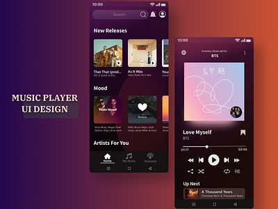Music Player App app dark music player ui