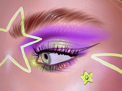 Illustration: Glitter Make-Up on Blue Eye