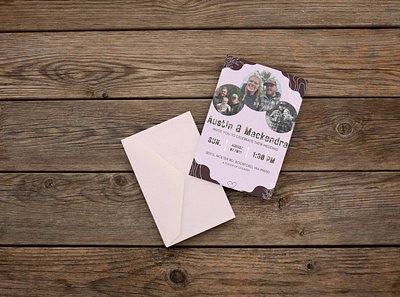 Wedding Invite graphic design guest invite lilac mockup rustic spokane wedding wedding invitation wood