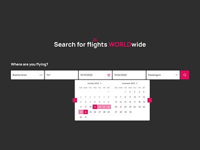 Flight search service web app concept