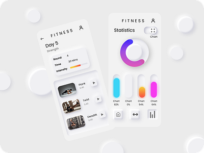 Fitness app using neuromorphic ui design