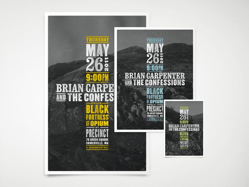 Brian Carpenter & The Confessions Flyers black fortress of opium flyer typography