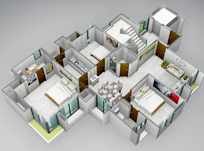 Axonometric Plan Render design interior