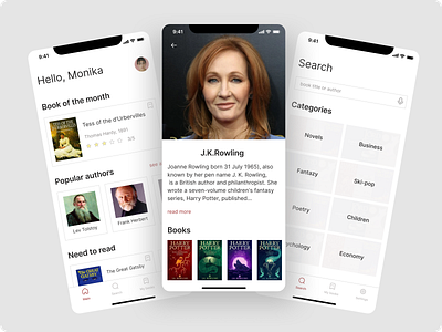 Books on the go app. app design ui