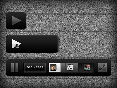Video Player UI clips fullscreen noise pause play player static timeline tv ui video