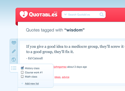 Wisdom blue pink quotables ui ux