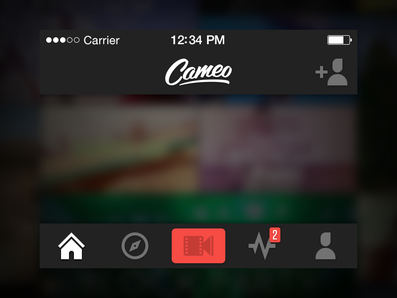 Navigation footer header logo icon bar tab navigation video cameo
