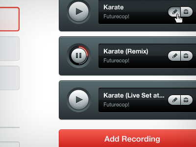 Karate buttons music pause play ui