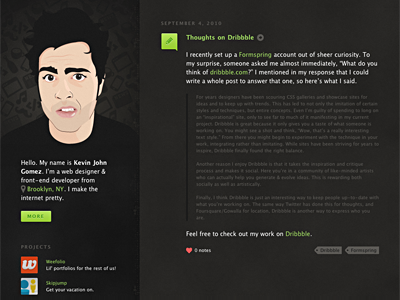 It's alive! brown gomez green john kevin redesign site tumblr