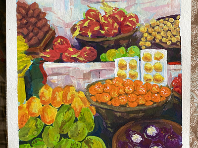 fruit stand gouache traditionalart