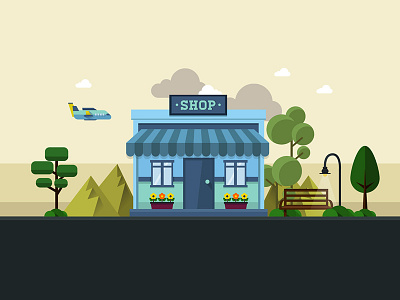 Merchant Shop cute flat design simple vector art