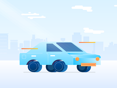 Blue Car car city cute digital illustration minimalist