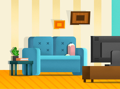 Living Room cute illustration livingroom
