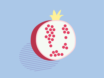 2/100 100dayschallenge 100dayschallenge 100daysofillustration crown flat food fruit illustration pomegranate red