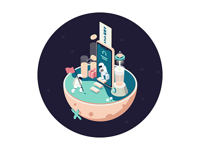 Space illustration isometric