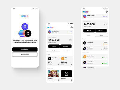 WISE Crypto Wallet crypto design illustration ui wallet web3.0