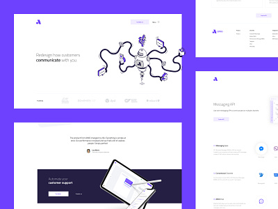 Amio.io virtual assistant – redesign amio app assistant chatbot illustration landing page light purple redesign simple ui ux virtual website white