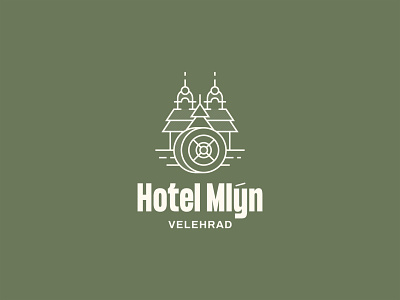 Hotel Mlýn Logotype branding clean czech green hotel illustration logo logotype redesign restaurant simple soft typography