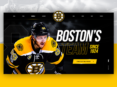 Boston Bruins Redesign boston clean dark hockey landing page nhl redesign sport ui website yellow