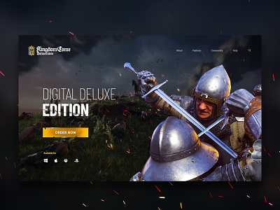 ⚜️ Kingdom Come Deliverance redesign concept battle concept dailyui dark desktop digital fight fire game knight landing page landing page playstation redesign site soldier sword ui webdesign website