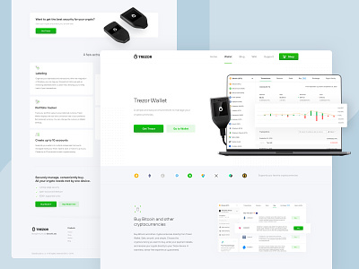 Trezor Wallet — Landing page app bitcoin clean crypto crypto wallet cryptocurrency dashboad financial green hardware landing page simple software tech ui ux wallet webdesign website white
