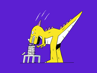 Spendesk - Don't be a Dinosaur animated animatedgif animation anxious branding campaign cfo dinosaur finance fintech gif illustration motion purple spendesk stressed