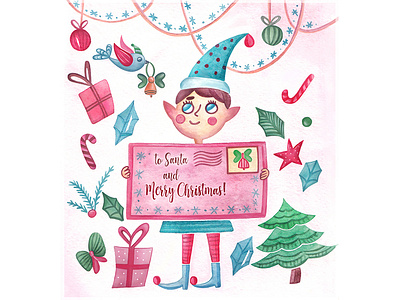 Christmas Elf christmas color gift illustration water color