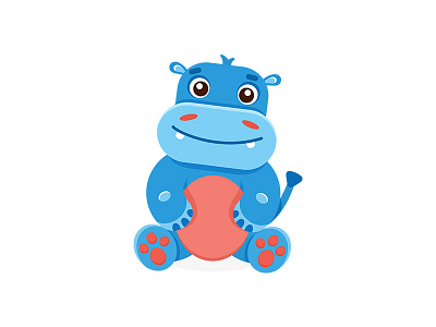 Нippo animal blue character characterdesign circle hippopotamus vector