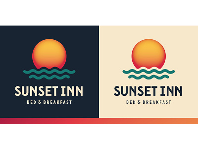 Bed & Breakfast bed and breakfast gradient green bay logo sunset warm waves
